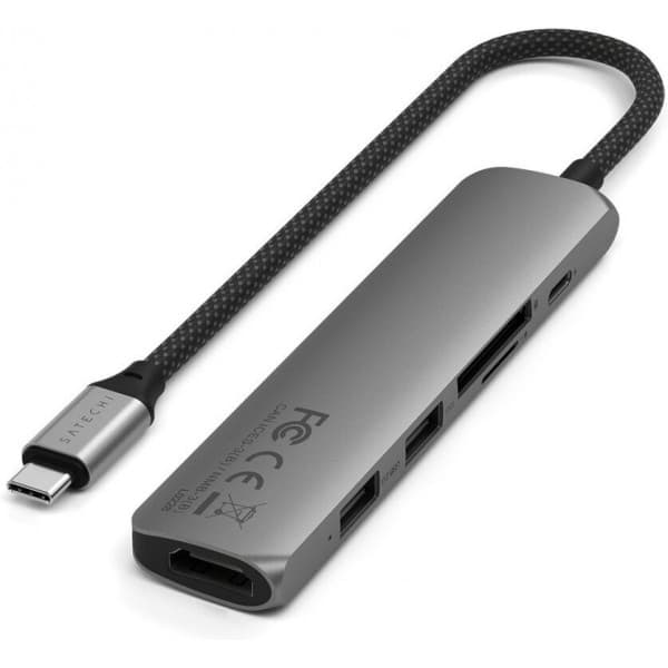 Satechi 6-i-1 USB-C Slim Multiport-adapter, stjerneskærgrå