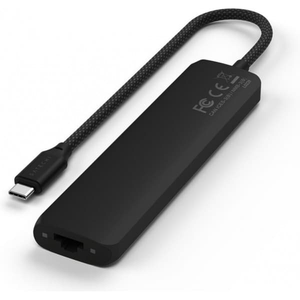 Satechi 7-i-1 USB-C Slim Multiport-adapter med Ethernet, svart