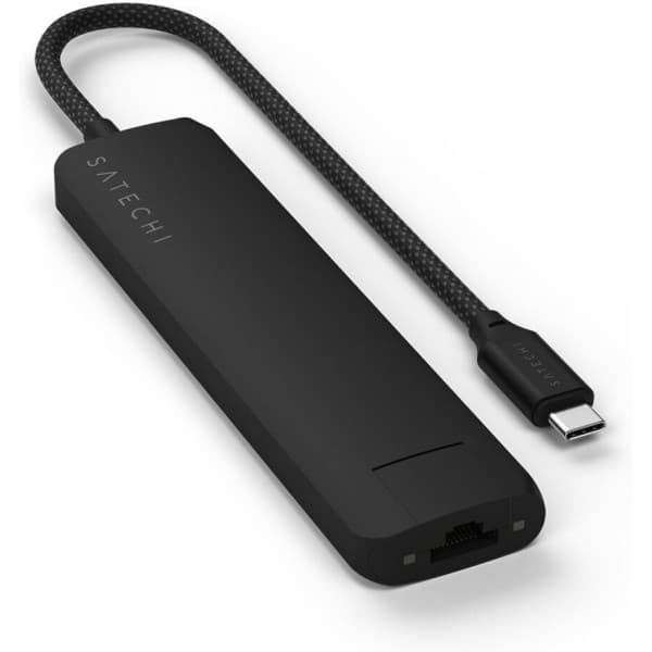 Satechi 7-i-1 USB-C Slim Multiport-adapter med Ethernet, svart