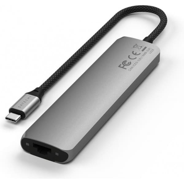 Satechi 7-i-1 USB-C Slim Multiport-adapter med Ethernet, stjernestensgrå