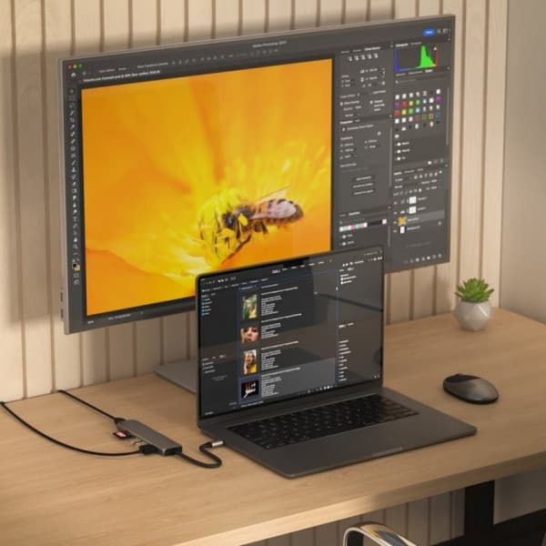 Satechi 7-i-1 USB-C Slim Multiport-adapter med Ethernet, stjernestensgrå