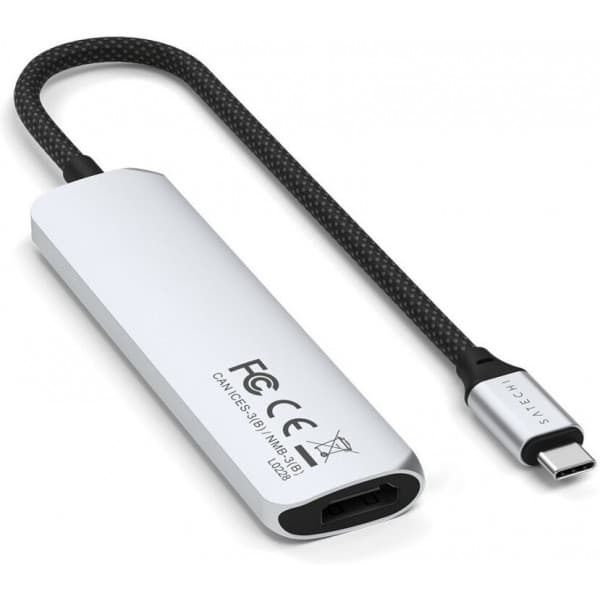 Satechi 4-i-1 USB-C Slim Multiport 4K-adapter, sølv