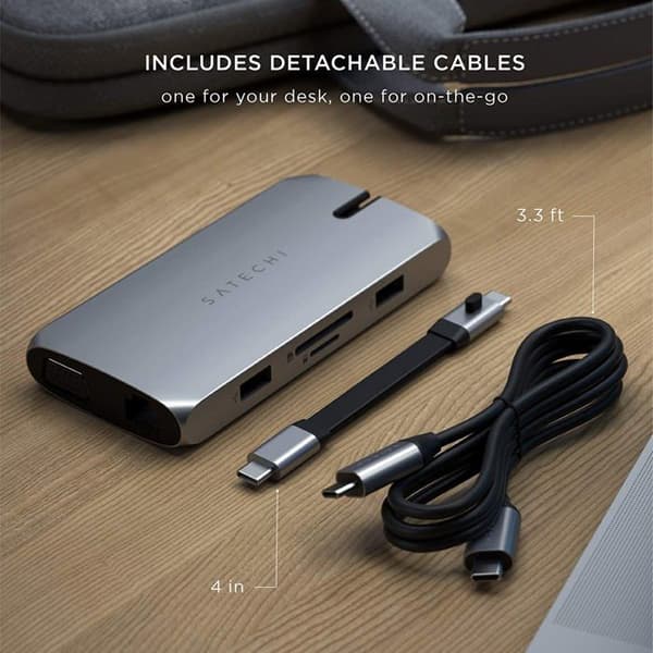 Multiport USB-C-adapter - Satechi - On-the-Go - HDMI 4K - VGA - Bärbar