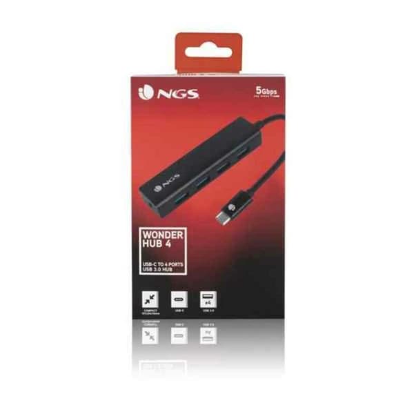 USB HUB 4 Portar NGS WONDERHUB4 Svart 5 Gbps