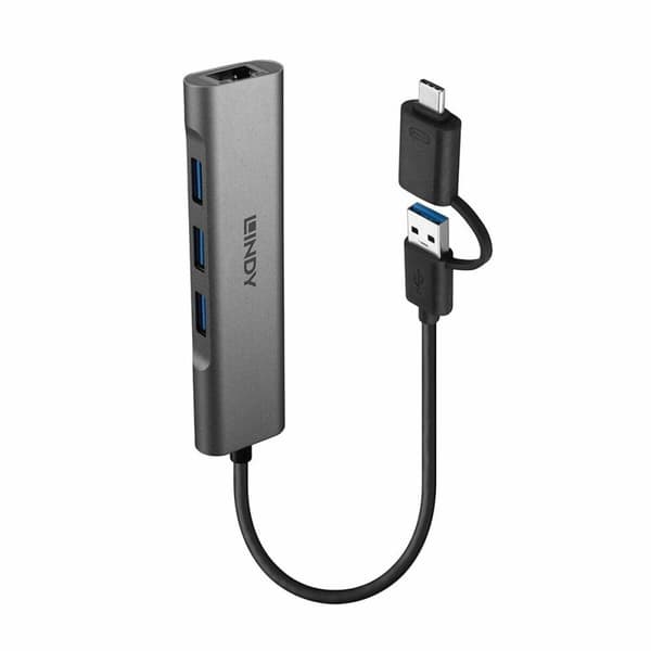 USB-HUB LINDY 43379 Svart