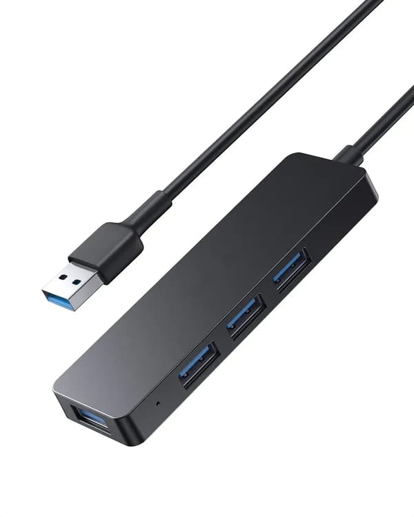SiGN USB-A Hubb, 4xUSB-A 3.0 - Svart