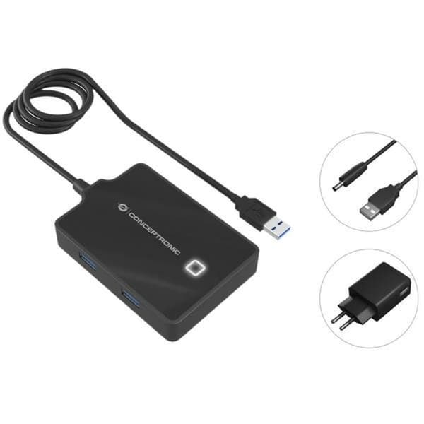 USB-keskitin Conceptronic 110517207101 Musta