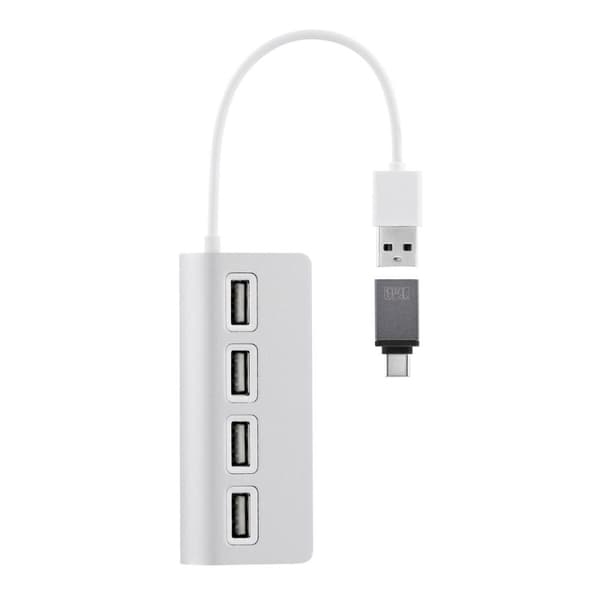 USB-keskitin T'NB TNB HUB autoalimentado USB 2.0 de 4 puertos - aluminio Harmaa