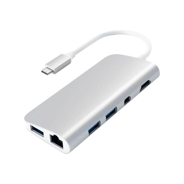 Satechi Aluminium Type-C dockningsstation med 3 USB 3.0-portar, Gigabit Ethernet och Mini DP