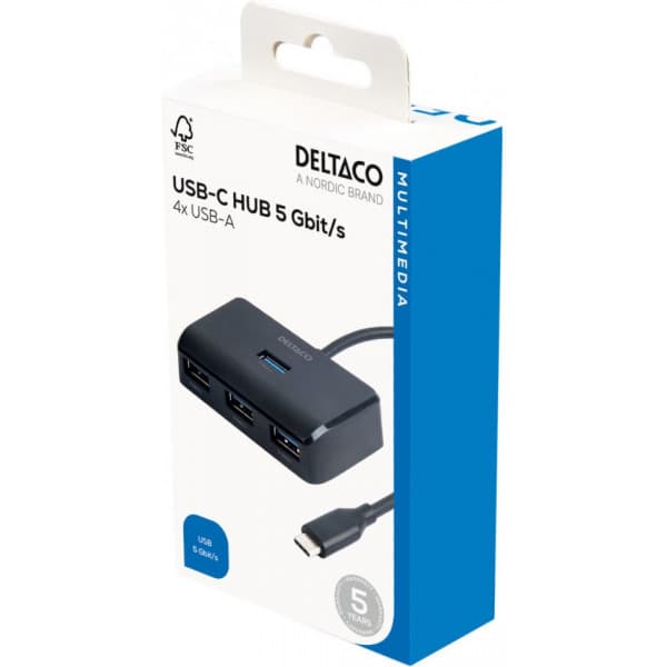 Deltaco HUB203 -USB-C-hubb