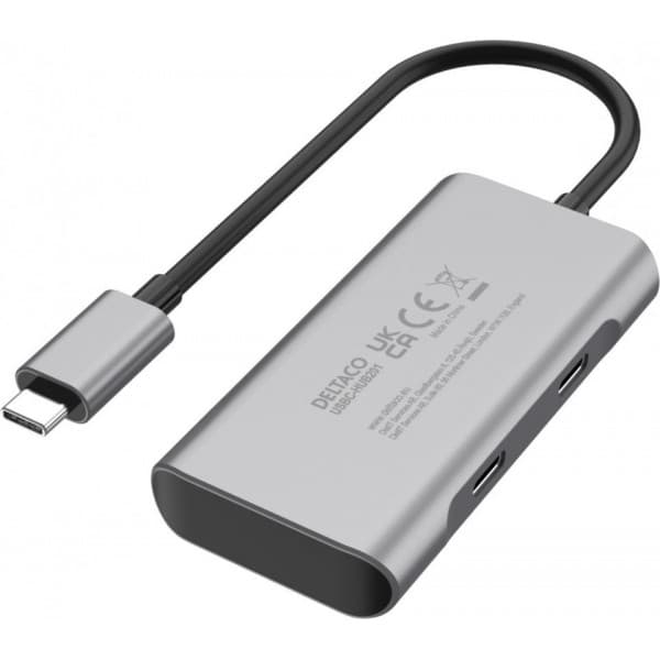 Deltaco HUB201 - USB-C-hub, stjern grå