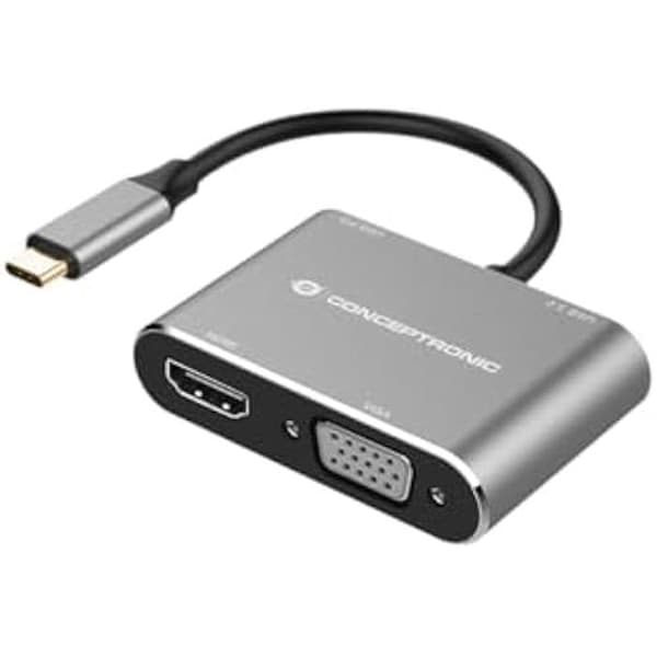 USB-C 4-i-1 Dockningsstation - CONCEPTRONIC - DONN16G - HDMI 4K - VGA 1080p - USB 3.0 100W PD