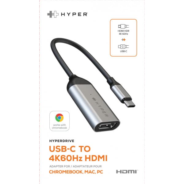 Hyper HyperDrive USB-C til 4K 60Hz HDMI-adapter, stjerneskærmgrå
