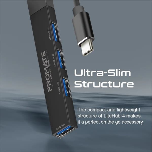PROMATE LiteHub-4 USB-C Hub 3x USB 2.0 / 1x USB 3.0