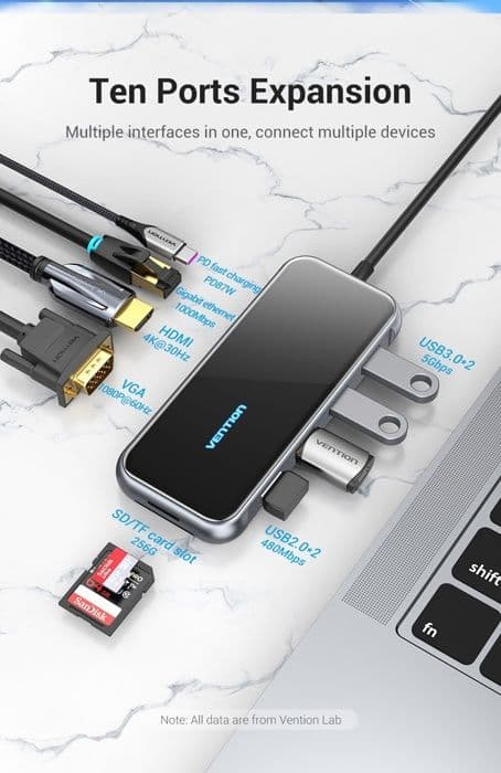 Vention USB-C multifunktions 10-i-1 dockningsstation