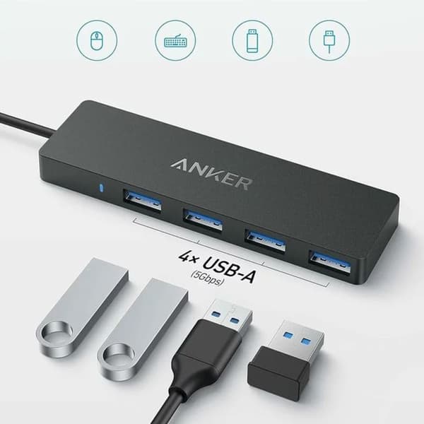 Dockningsstation - Anker - A8309G11 - Typ-C till 4x USB - 5 Gbit/s - Plug-and-Play