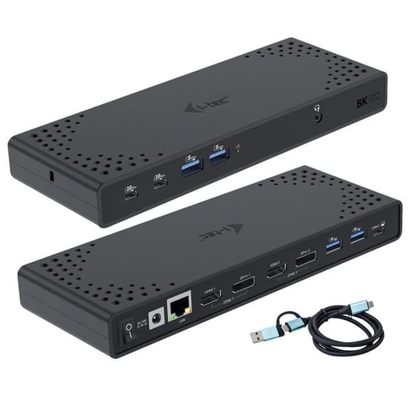 Dockningsstation - I-TEC - Dualdock - 1x5K - 2x4K 60Hz - 100W strömförsörjning