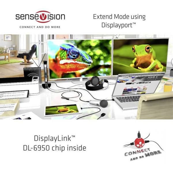 Club3D SenseVision USB 3.0 Dual Display 4K60Hz dockningsstation