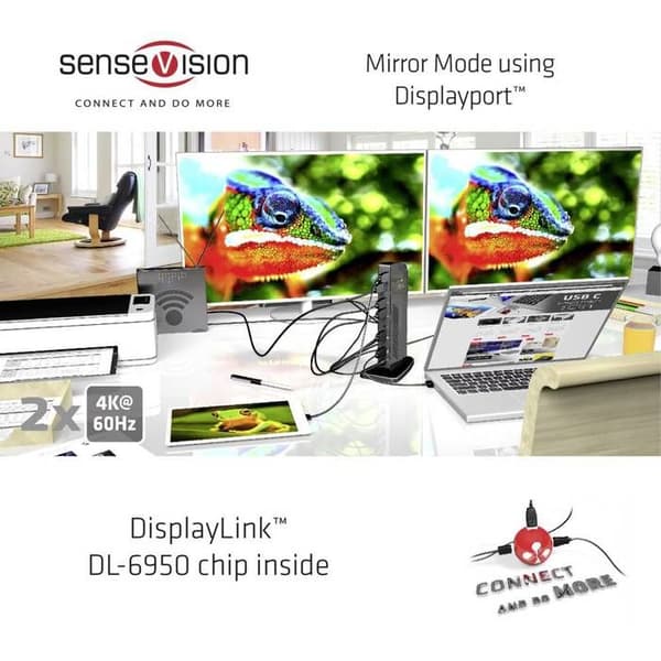 Club3D SenseVision USB 3.0 Dual Display 4K60Hz dockningsstation