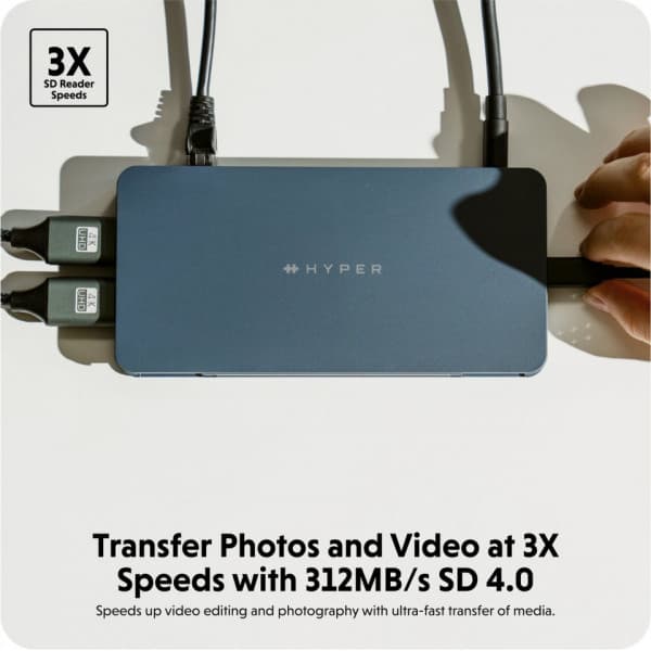 HyperDrive Next USB-C-hubb, 10 portar, minneskortläsare, midnatt blå