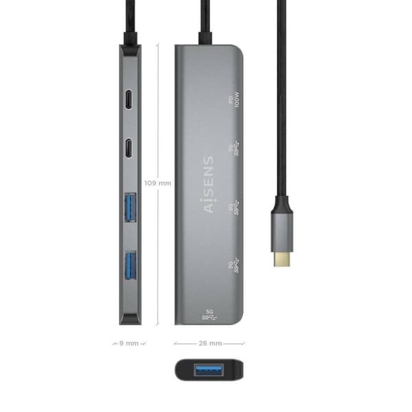 USB-keskitin Aisens A109-0857 Harmaa (1 osaa)