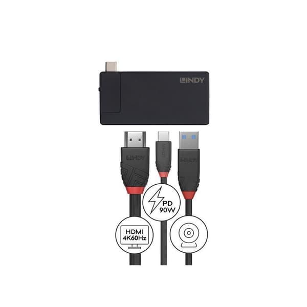Lindy DST-Micro USB-C dockningsstation för bärbar dator - svart - TU