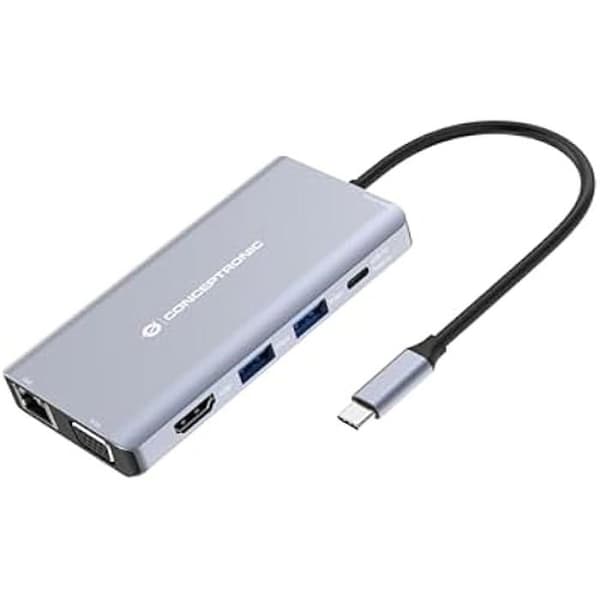 USB-C-dockning - CONCEPTRONIC - 10 i 1 - HDMI, USB 3.0 - 100 WPD - Svart