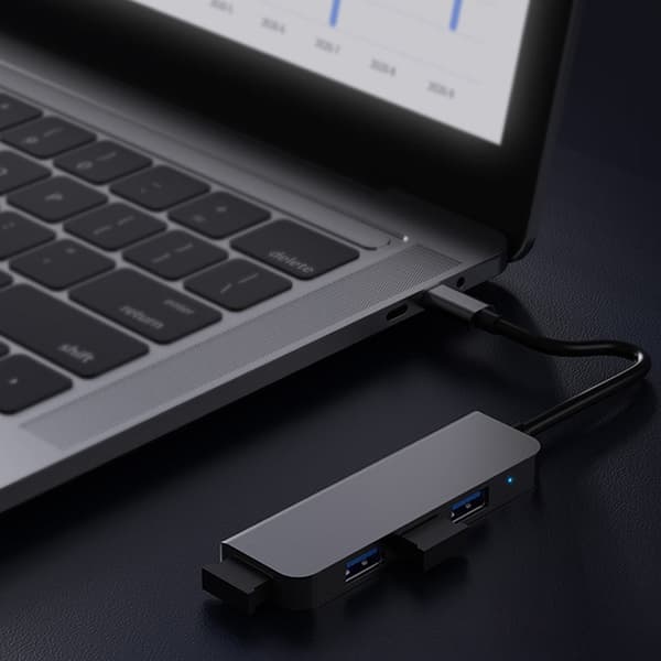 4-i-1 USB-C adapter med USB 3.0 – bärbar hubb för flera anslutningar