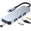 Miniatyrbild 1 av 2: 4-i-1 USB-C adapter med USB 3.0 – bärbar hubb för flera anslutningar