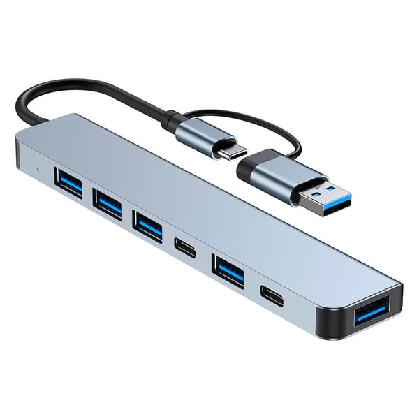 7-i-1 USB 3.0 och USB-C adapter – kompakt och mångsidig hub för flera enheter