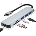 Miniatyrbild 1 av 2: 6-i-1 USB-C adapter med 100W PD, HDMI och kortläsare – bärbar och effektiv