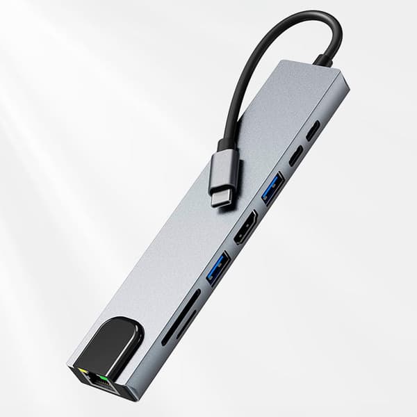 8-i-1 USB-C Hubb med HDMI, Ethernet och snabbladdning