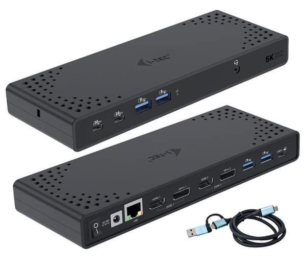 Dockningsstation - I-TEC - Dualdock - 1x5K - 2x4K 60Hz - 100W strömförsörjning