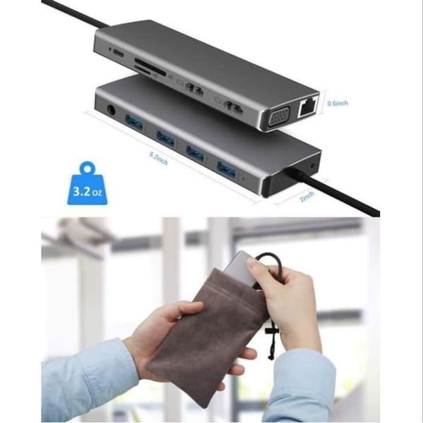 Multifunktionsdockningsstation - TD® - 12 i 1 - Ultra HD 4K - Trippel skärm - USB 3.0-portar