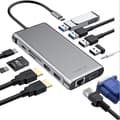 Miniatyrbild 1 av 4: Multifunktionsdockningsstation - TD® - 12 i 1 - Ultra HD 4K - Trippel skärm - USB 3.0-portar