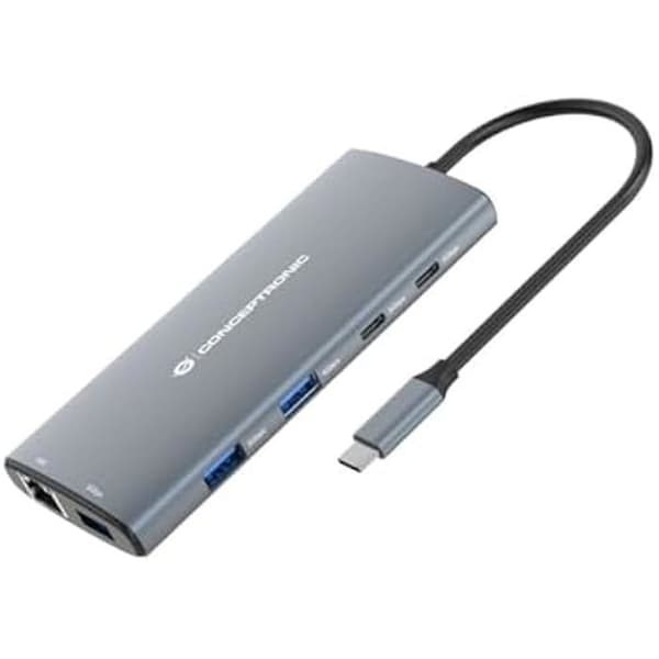 10 i 1 dockningsstation - CONCEPTRONIC - DONN06G - HDMI 4K - USB-C PD 100W - Gigabit Ethernet