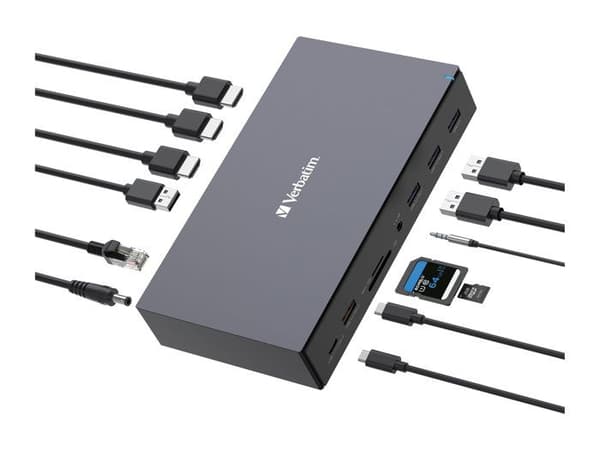 17-portars USB-C Pro dockningsstation - VERBATIM - CDS-17 - Optimal anslutning - 2 års garanti