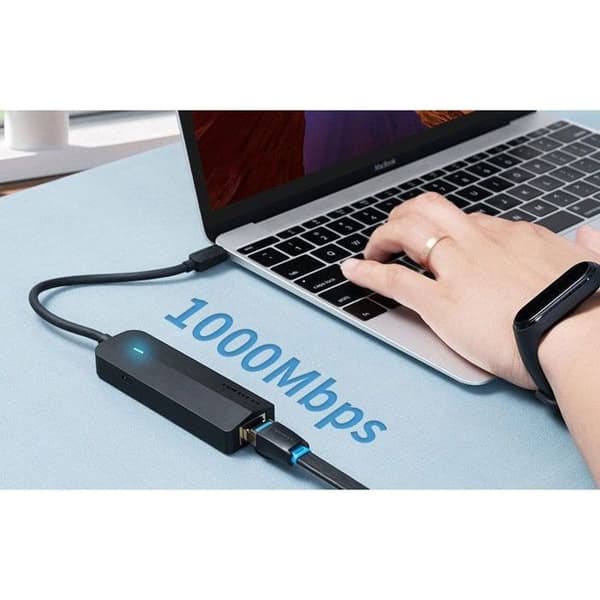 Vention 5-i-1 USB-C till 3x USB 3.0 / RJ45 Gigabit Ethernet-adapter / Micro-B HUB 0.15M Svart ABS Typ