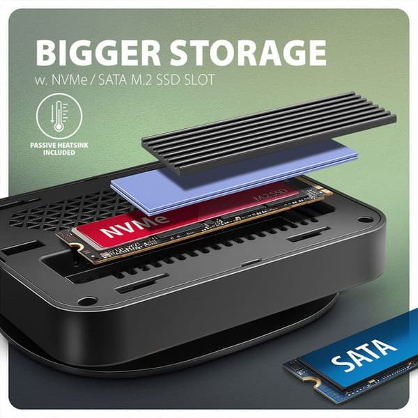 AXAGON HMC-UFO, Hub USB-C 10Gbps, 2x USB-A, USB-C, HDMI 4k/60Hz, RJ-45, SD/mSD, slot M.2, audio, PD