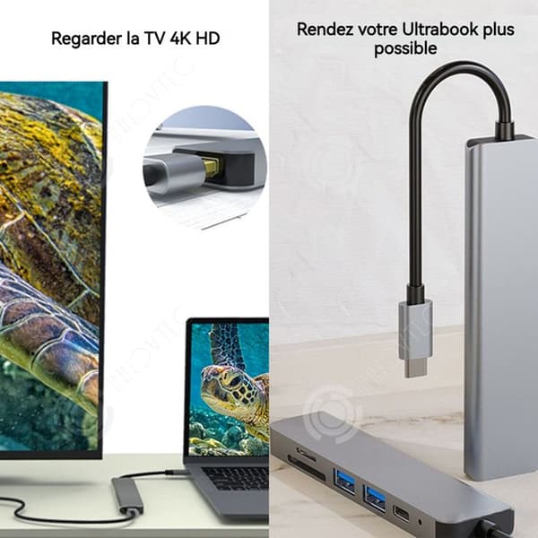INN Station för värd USB 3.0 6 i 1 HDMI 4K PD-laddning Högkvalitativa chip Multifunktionell databehandling