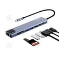 Miniatyrbild 1 av 4: INN USB 3.0 Type-C 8-i-1 Hub Station RJ45 1000M HDMI 4K Snabbladdning PD 100W SD TF Läsfunktion Adapter