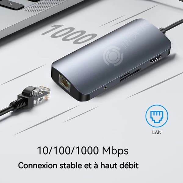 INN USB 3.0 9-i-1 HDMI 4K Hub Station med LAN100M Snabbladdning PD 100 W Hög hastighetsläsning Adapter