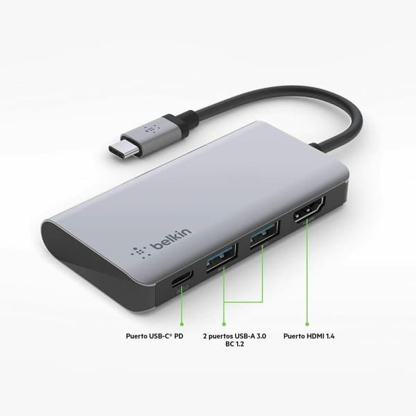 USB HUB 4 Portar Belkin AVC006btSGY Grå (1 antal)