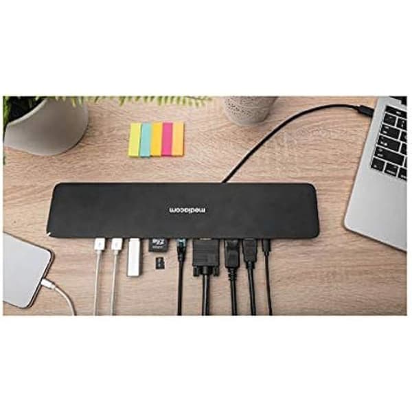 USB 3.0 MEDIACOM PRO-dockningsstation för bärbar dator - HDMI, DisplayPort, VGA, Ethernet 1000, Ljud