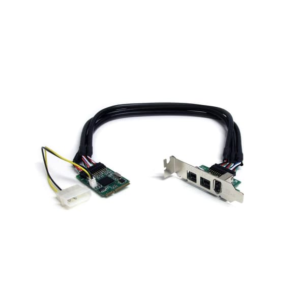 StarTech.com 3 Port 2b 1a 1394 Mini PCI Express FireWire-kortadapter - FireWire-adaptrar - PCI Express-minikort - FireWire 800 - 2 portar + 1 x FireWi