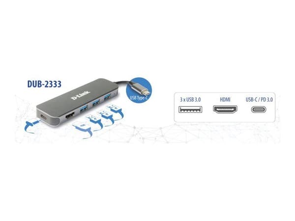 D-Link DUB-2333 USB-hubb