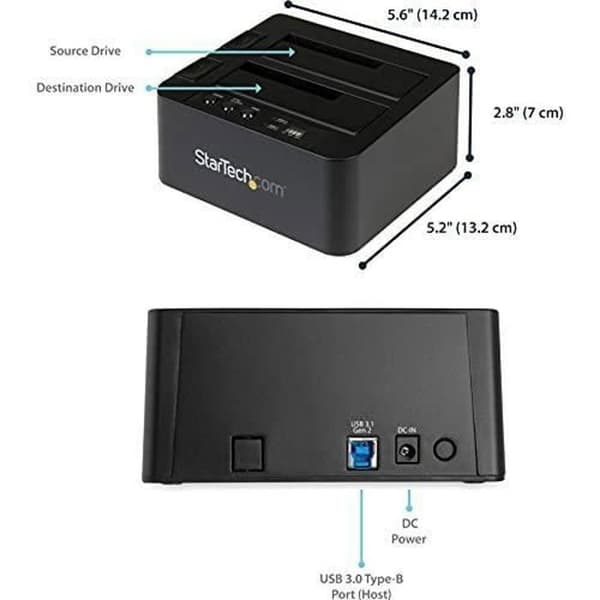 StarTech.com USB 3.1 (10 Gb/s) duplicering - Fristående - Dockningsstation för hårddisk - För 2,5" eller 3,5" SATA HDD/SSD (SDOCK2U31