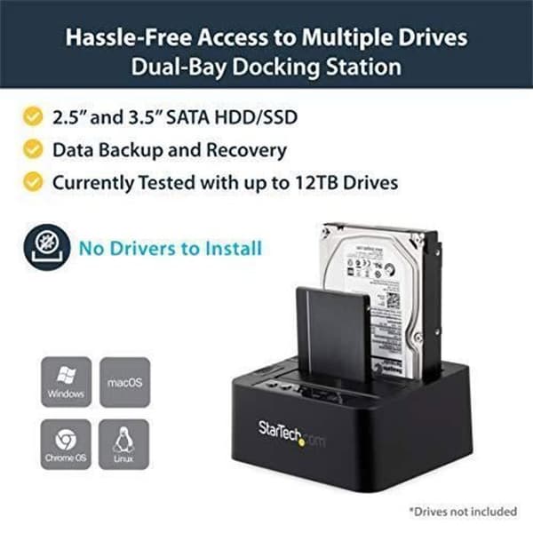 StarTech.com USB 3.1 (10 Gb/s) duplicering - Fristående - Dockningsstation för hårddisk - För 2,5" eller 3,5" SATA HDD/SSD (SDOCK2U31