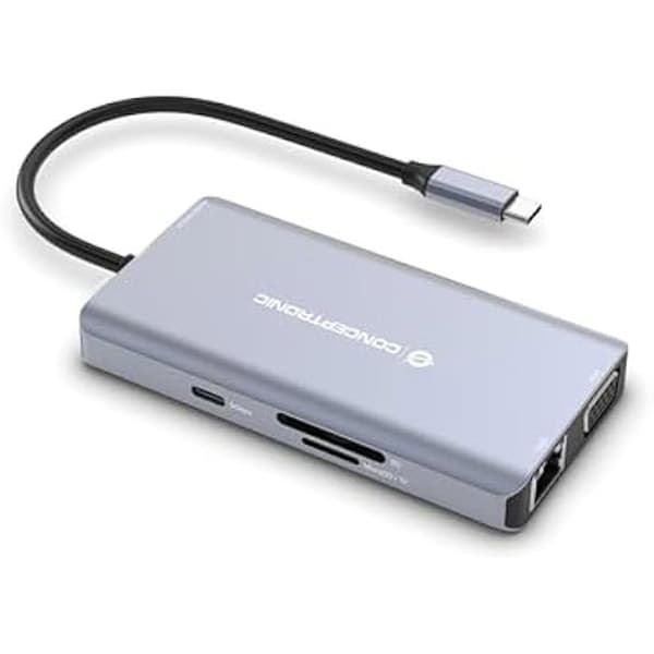 USB-C-dockning - CONCEPTRONIC - 10 i 1 - HDMI, USB 3.0 - 100 WPD - Svart
