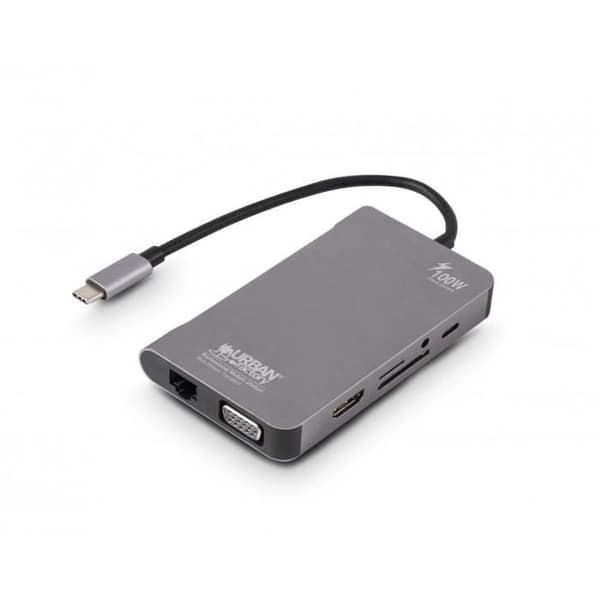 Urban Factory USB Hub 10 i 1 MULTI SCREEN USB-C HUB 100 W